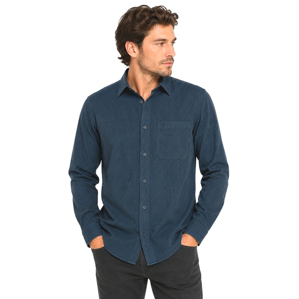 Calvin Klein Mens Blue Black Micro Plaid Long Sleeve Button Down | Size S